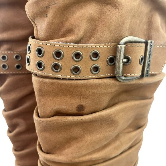 Harley Davidson Women Sz 6.5 Maribel Suede Leather Tall Slouch Heeled Zip Boots - Picture 6 of 16